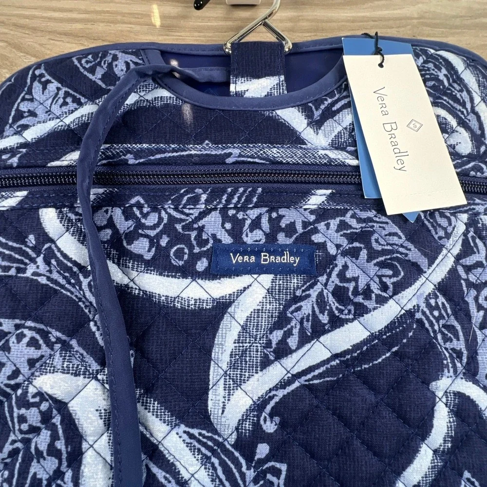 Vera Bradley Hanging Travel Organizer Navy Blue Paisley Quilted Toiletry Bag NWT